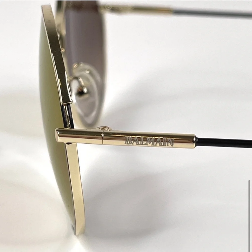 BALMAIN 52mm Round Sunglasses Gold Made In France